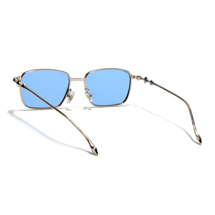 Rectangle Sunglasses for Men & Women (Blue Lens | Golden Frame - MG7820)
