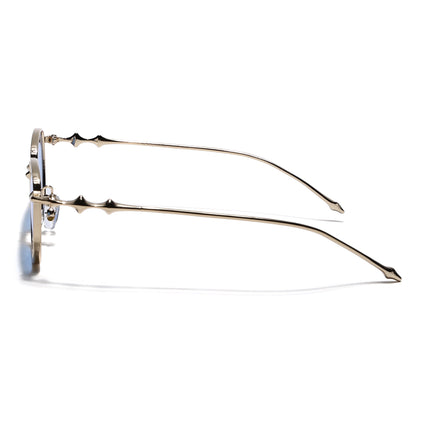 Rectangle Sunglasses for Men & Women (Blue Lens | Golden Frame - MG7820)