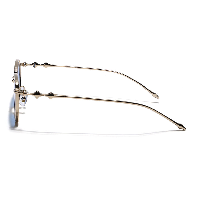 Rectangle Sunglasses for Men & Women (Blue Lens | Golden Frame - MG7820)