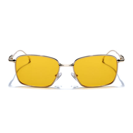Rectangle Sunglasses for Men & Women (Yellow Lens | Golden Frame - MG7821)