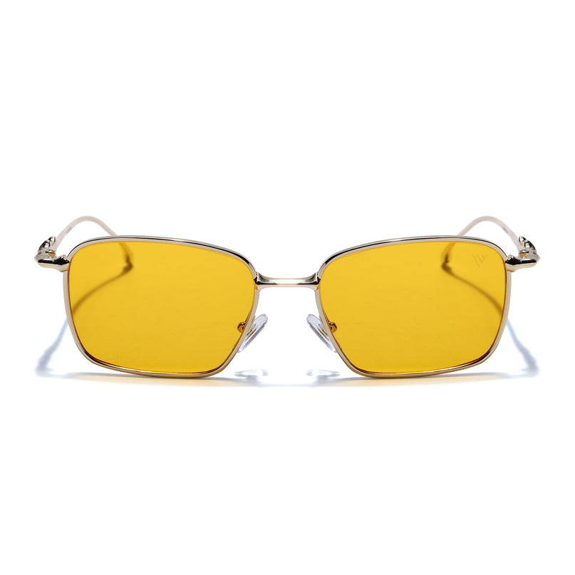 Rectangle Sunglasses for Men & Women (Yellow Lens | Golden Frame - MG7821)