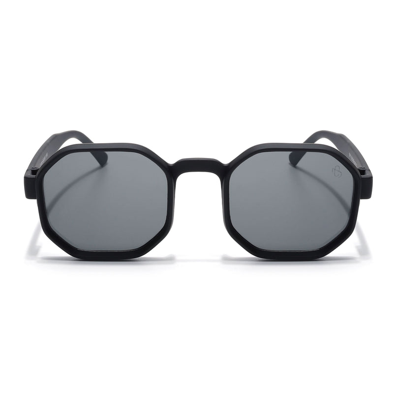 Eyejack Black Hexagonal Sunglasses for Men & Women (5611CL1038)