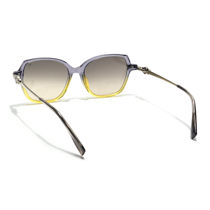 Voyage Select Square Sunglasses (Grey & Clear Lens | Grey & Yellow Frame - SLMG6111)
