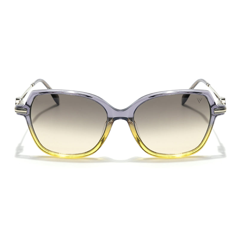 Voyage Select Square Sunglasses (Grey & Clear Lens | Grey & Yellow Frame - SLMG6111)