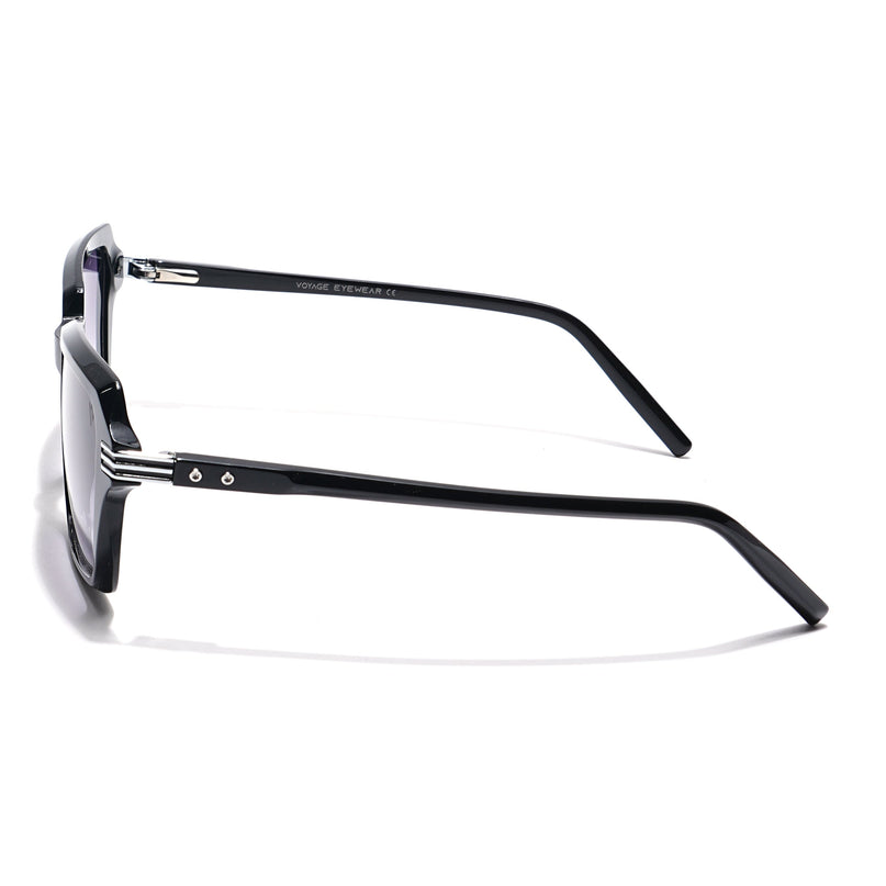 Voyage Select Rectangle Sunglasses (Grey & Clear Lens | Black Frame - SLMG6123)