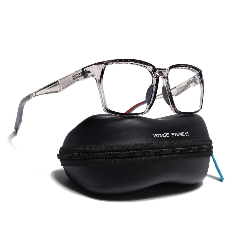 Voyage Techtonic Transparent Grey Wayfarer Eyeglasses for Men & Women - MG5294-C5
