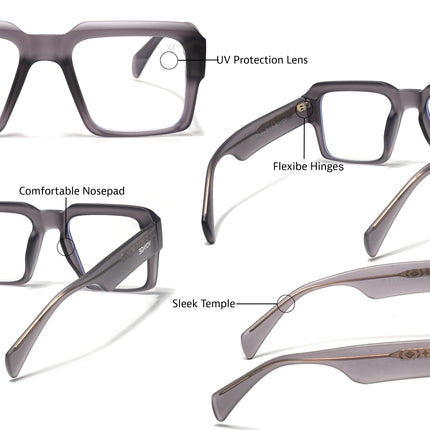 Voyage Goat Grey Wayfarer Eyeglasses for Men & Women - MG4759-C4