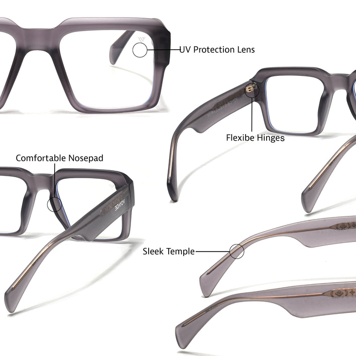 Voyage Goat Grey Wayfarer Eyeglasses for Men & Women - MG4759-C4
