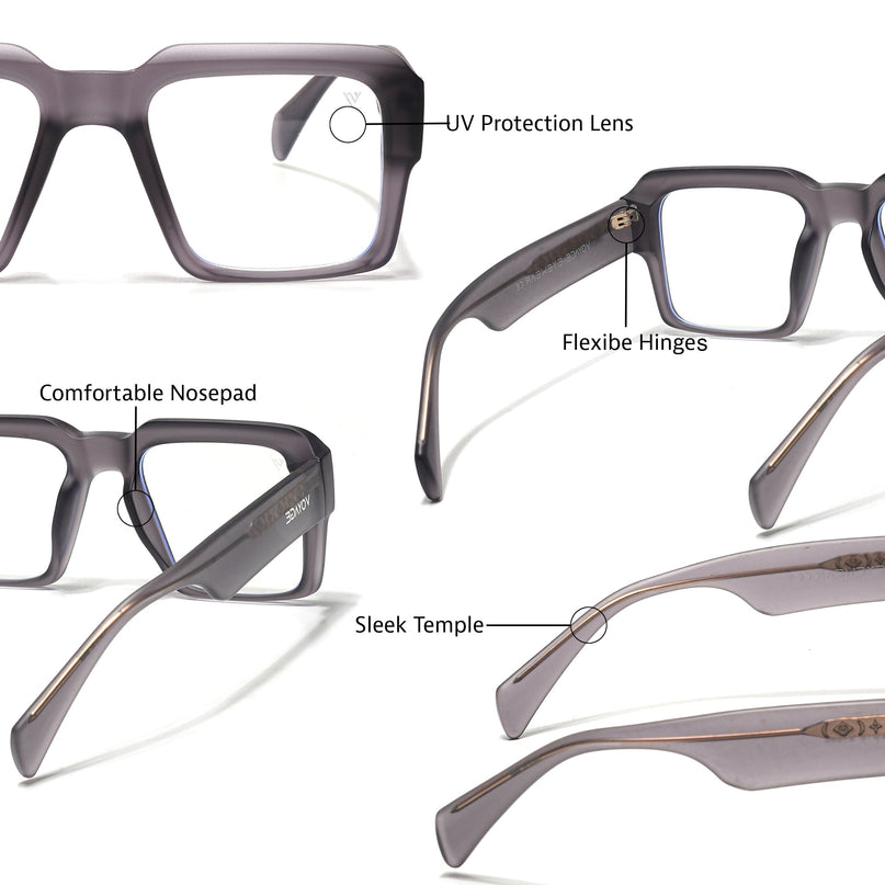 Voyage Goat Grey Wayfarer Eyeglasses for Men & Women - MG4759-C4