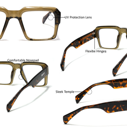 Voyage Goat Transparent Green Wayfarer Eyeglasses for Men & Women - MG4760-C5