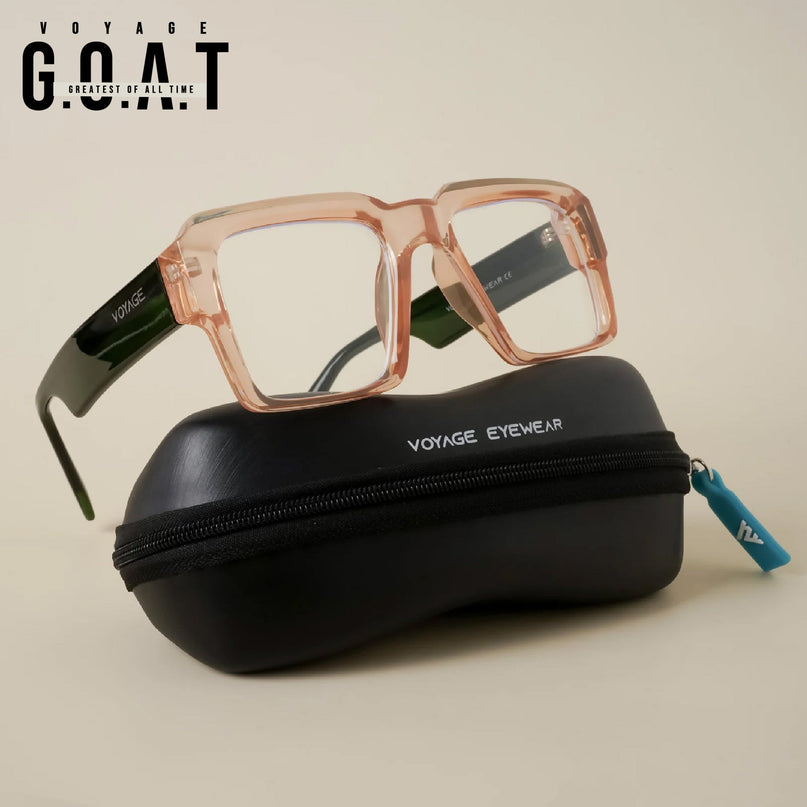 Voyage Goat Transparent Brown Wayfarer Eyeglasses for Men & Women - MG4762-C7