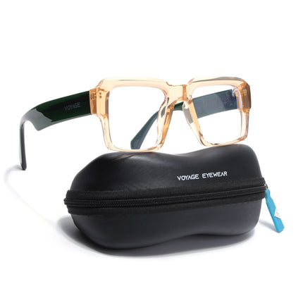 Voyage Goat Transparent Brown Wayfarer Eyeglasses for Men & Women - MG4762-C7