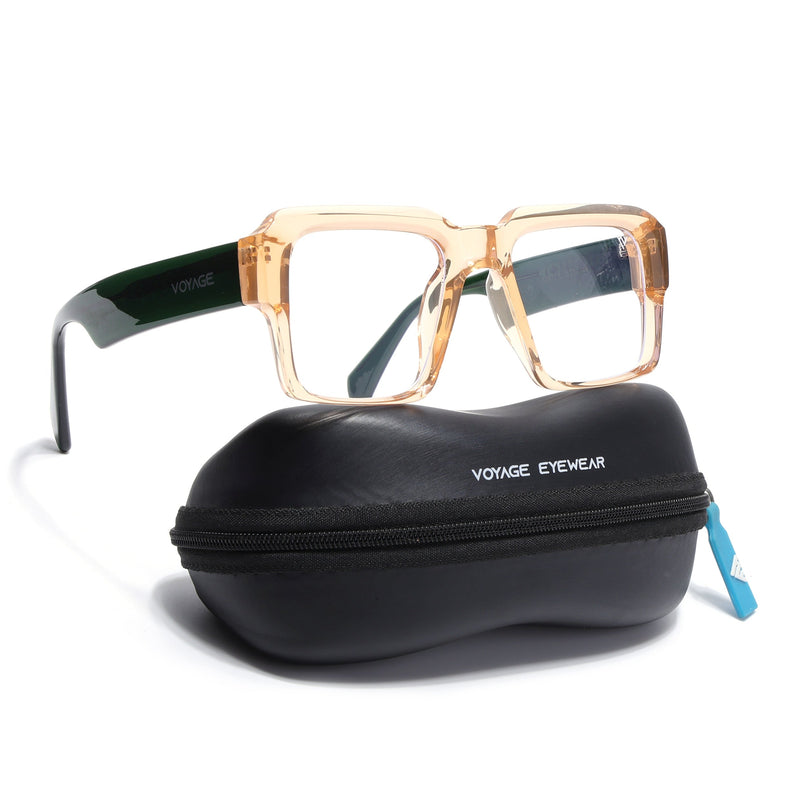Voyage Goat Transparent Brown Wayfarer Eyeglasses for Men & Women - MG4762-C7