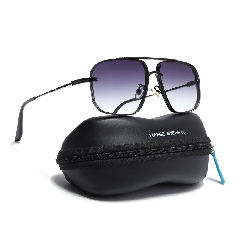 Wayfarer Sunglasses for Men & Women (Grey & Clear Lens | Black Frame - MG6883)