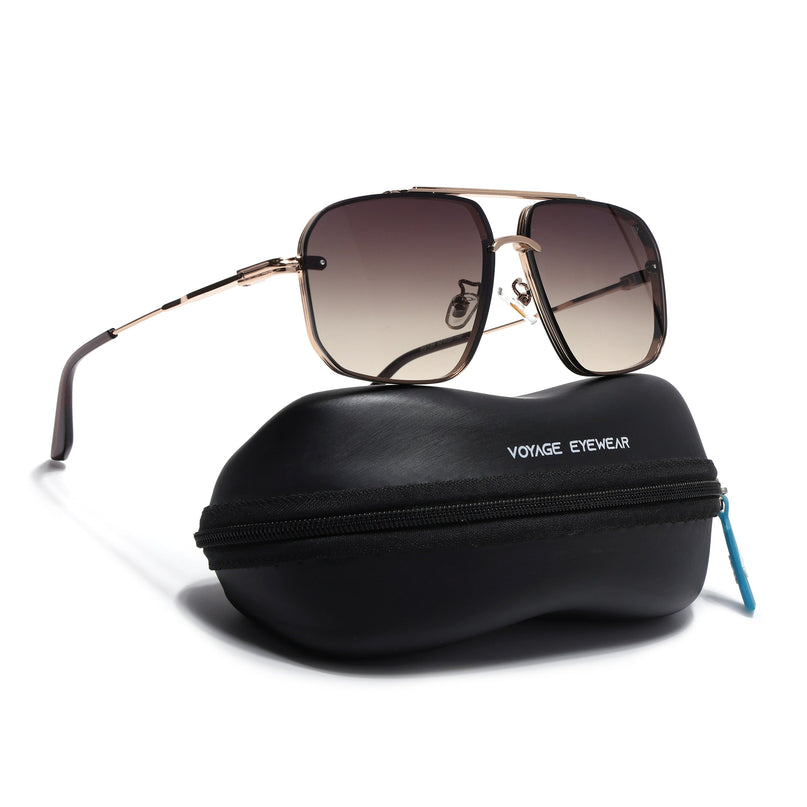 Wayfarer Sunglasses for Men & Women (Olive & Clear Lens | Golden Frame - MG6884)