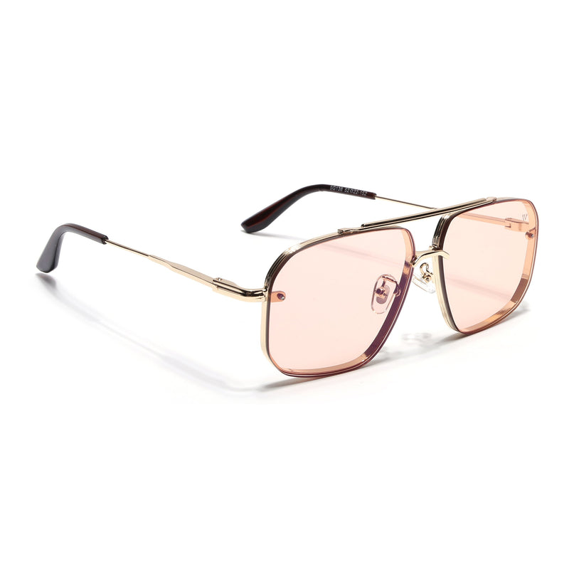 Wayfarer Sunglasses for Men & Women (Pink Lens | Golden Frame - MG6886)