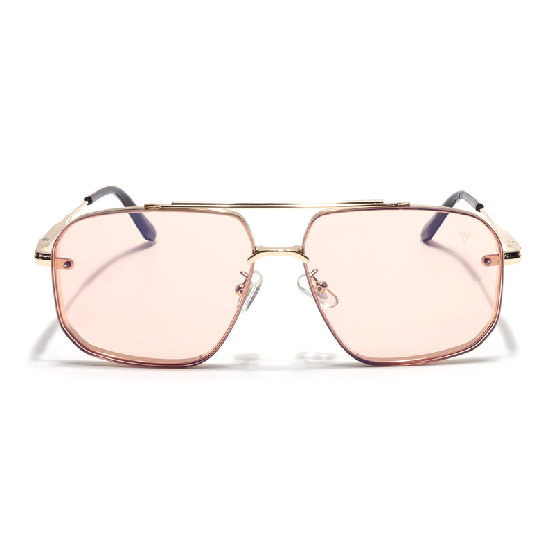 Wayfarer Sunglasses for Men & Women (Pink Lens | Golden Frame - MG6886)