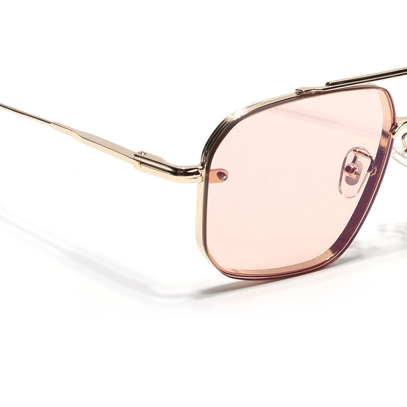 Wayfarer Sunglasses for Men & Women (Pink Lens | Golden Frame - MG6886)