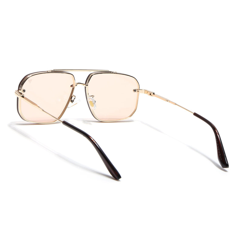 Wayfarer Sunglasses for Men & Women (Pink Lens | Golden Frame - MG6886)