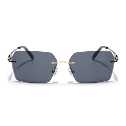 Rimless Sunglasses for Men & Women (Grey Lens | Golden & Black Frame - MG7169)