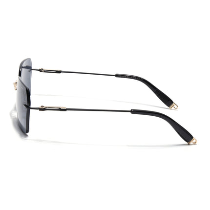 Rimless Sunglasses for Men & Women (Grey Lens | Golden & Black Frame - MG7169)