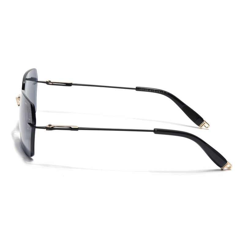 Rimless Sunglasses for Men & Women (Grey Lens | Golden & Black Frame - MG7169)