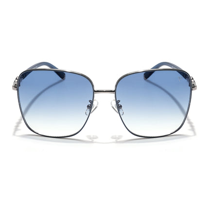 Square Sunglasses (Blue & Clear Lens | Silver & Blue Frame - MG6003)