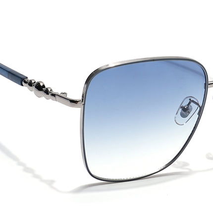 Square Sunglasses (Blue & Clear Lens | Silver & Blue Frame - MG6003)