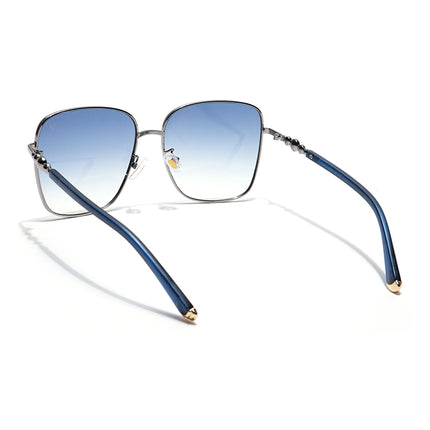 Square Sunglasses (Blue & Clear Lens | Silver & Blue Frame - MG6003)