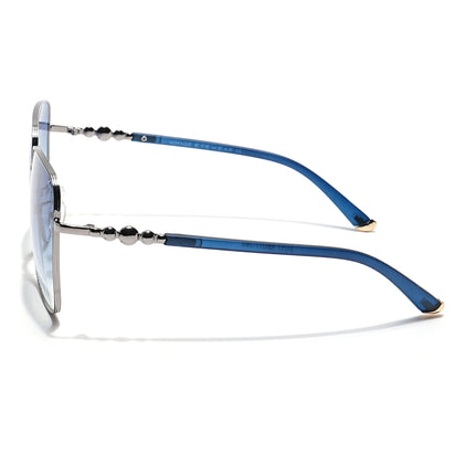 Square Sunglasses (Blue & Clear Lens | Silver & Blue Frame - MG6003)