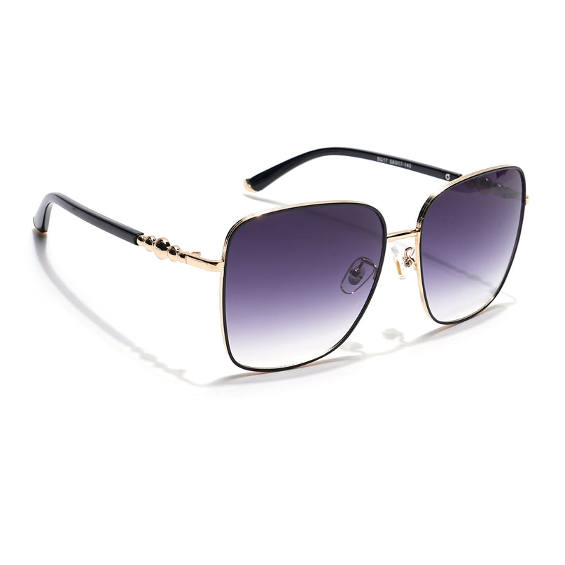 Square Sunglasses (Grey & Clear Lens | Golden & Black Frame - MG6004)