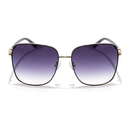 Square Sunglasses (Grey & Clear Lens | Golden & Black Frame - MG6004)