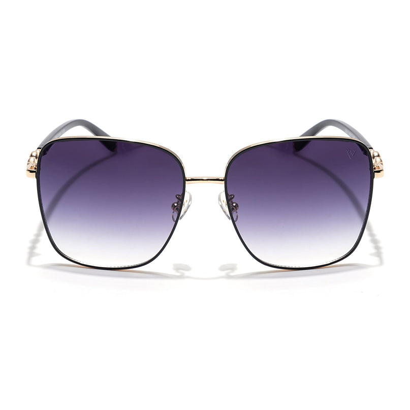 Square Sunglasses (Grey & Clear Lens | Golden & Black Frame - MG6004)
