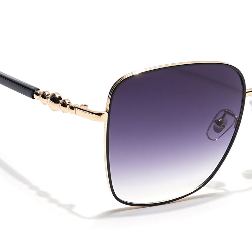 Square Sunglasses (Grey & Clear Lens | Golden & Black Frame - MG6004)