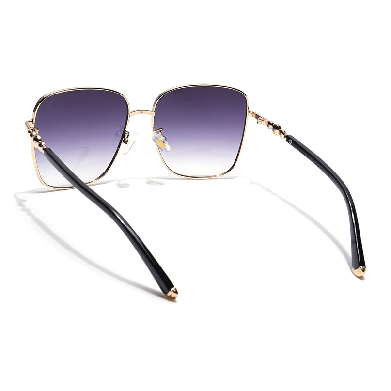Square Sunglasses (Grey & Clear Lens | Golden & Black Frame - MG6004)