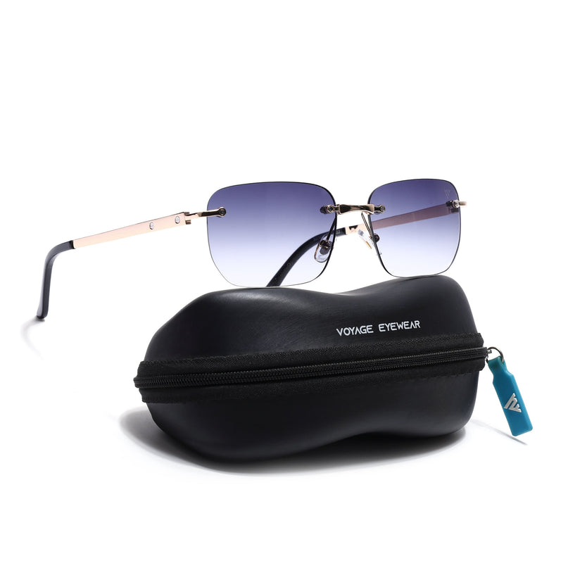 Rayn | Grey & Clear Rimless Sunglasses | Golden Frame - MG7604