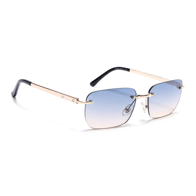 Rayn | Blue & Brown Rimless Sunglasses | Golden Frame - MG7605