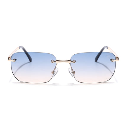 Rayn | Blue & Brown Rimless Sunglasses | Golden Frame - MG7605
