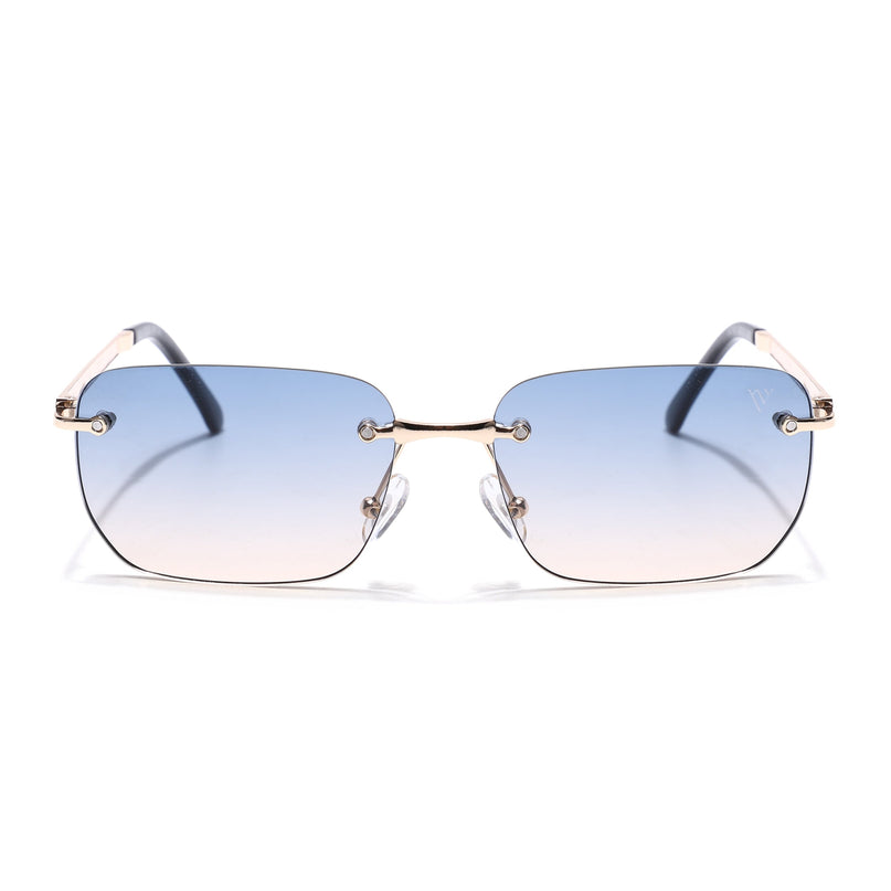Rayn | Blue & Brown Rimless Sunglasses | Golden Frame - MG7605