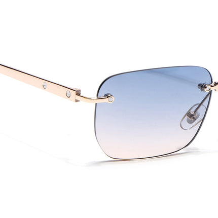 Rayn | Blue & Brown Rimless Sunglasses | Golden Frame - MG7605