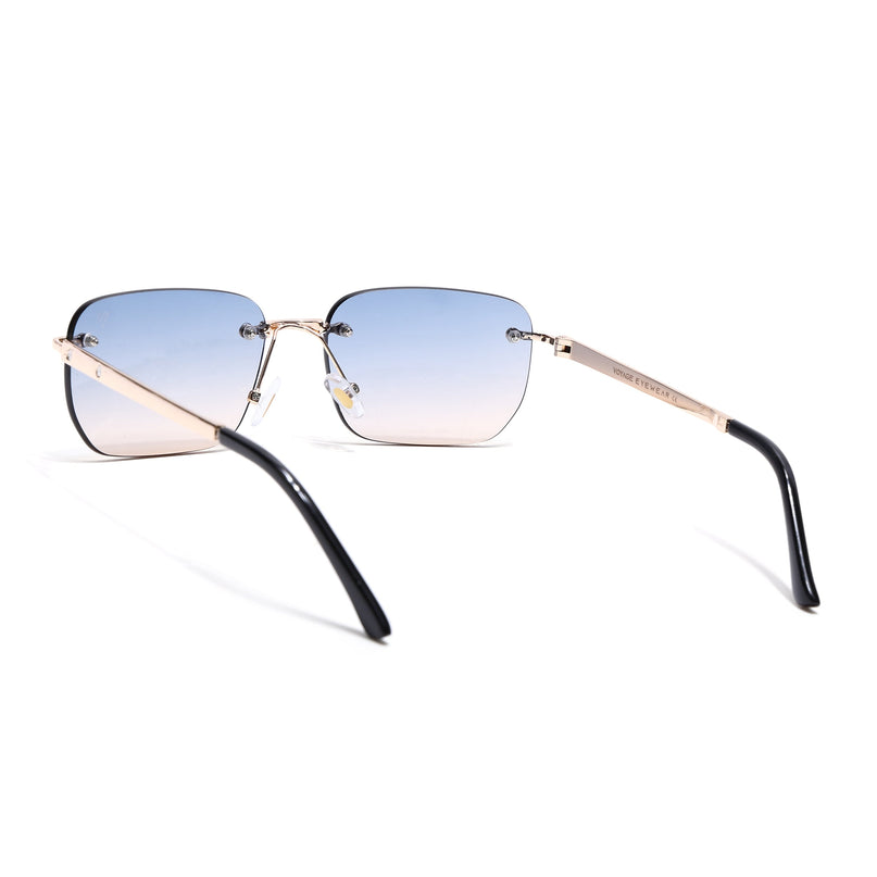 Rayn | Blue & Brown Rimless Sunglasses | Golden Frame - MG7605