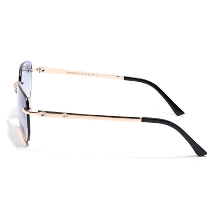 Rayn | Blue & Brown Rimless Sunglasses | Golden Frame - MG7605