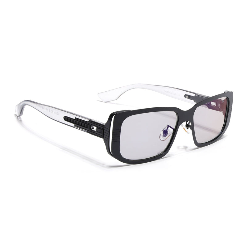 Rectangle Sunglasses for Men & Women (Clear Lens | Black Frame - MG6895)