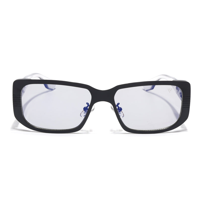 Rectangle Sunglasses for Men & Women (Clear Lens | Black Frame - MG6895)