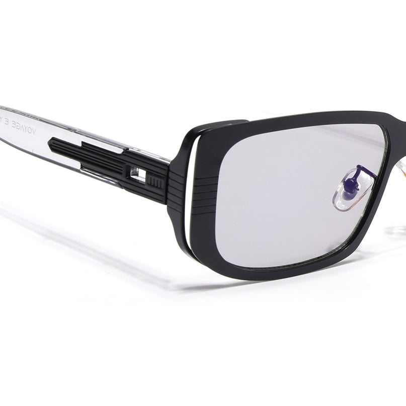 Rectangle Sunglasses for Men & Women (Clear Lens | Black Frame - MG6895)