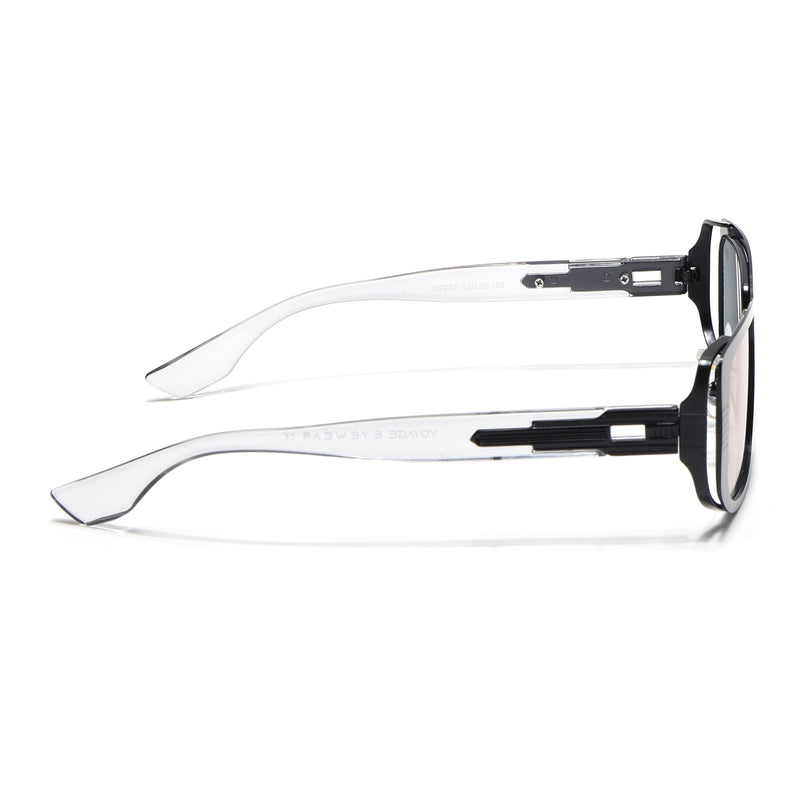 Rectangle Sunglasses for Men & Women (Clear Lens | Black Frame - MG6895)