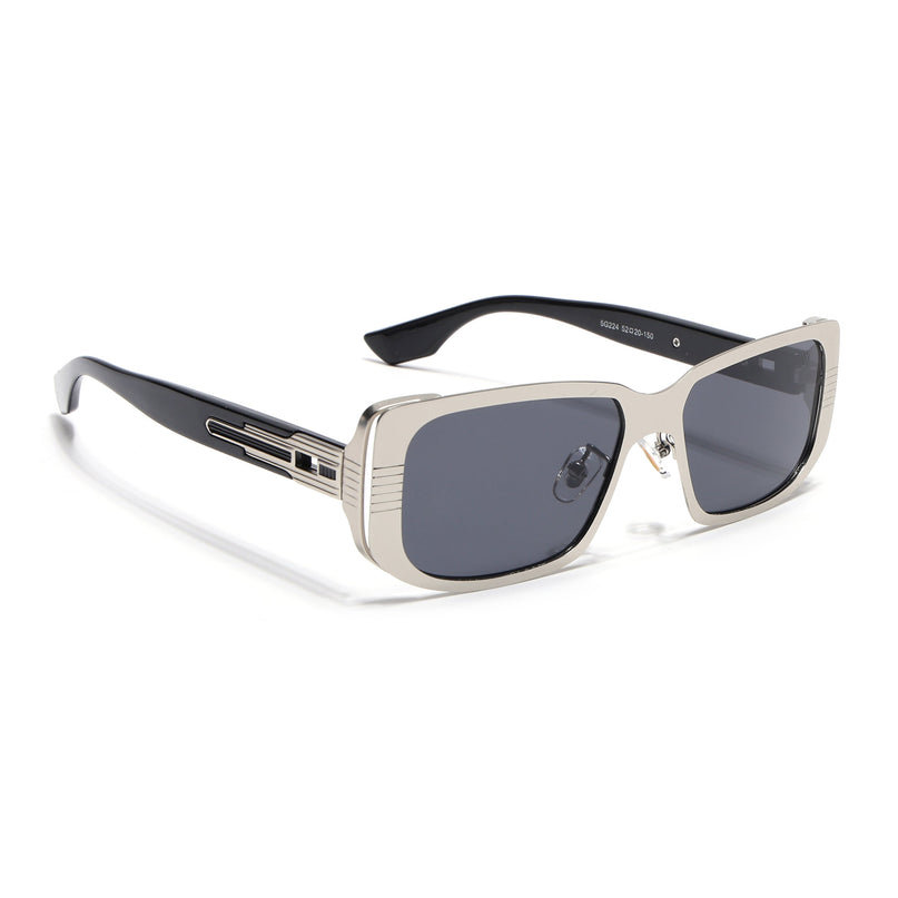 Rectangle Sunglasses for Men & Women (Grey Lens | Silver Frame - MG6897)