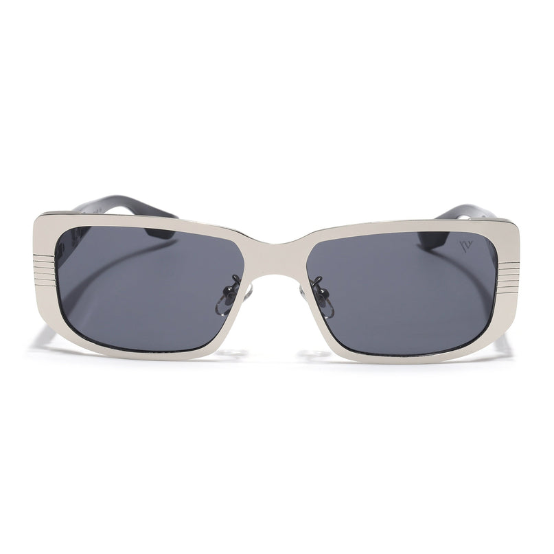 Rectangle Sunglasses for Men & Women (Grey Lens | Silver Frame - MG6897)