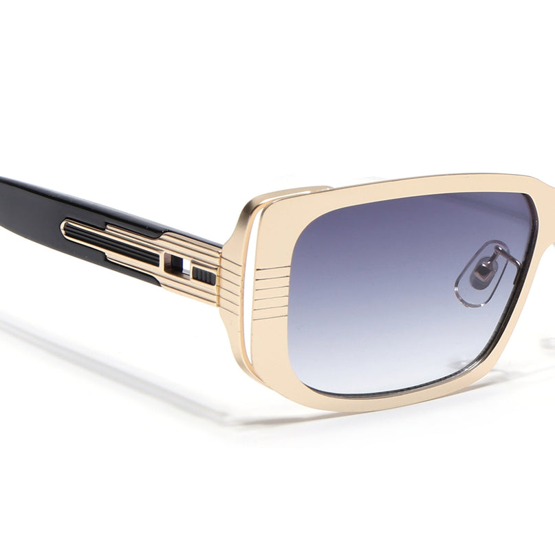 Rectangle Sunglasses for Men & Women (Grey & Clear Lens | Golden Frame - MG6898)