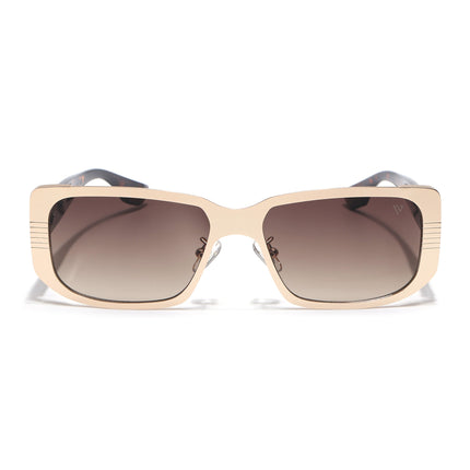 Rectangle Sunglasses for Men & Women (Brown & Clear Lens | Golden Frame - MG6899)